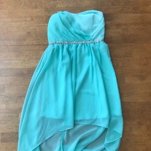 High-low Tiffany Blue Chiffon Cocktail Dress